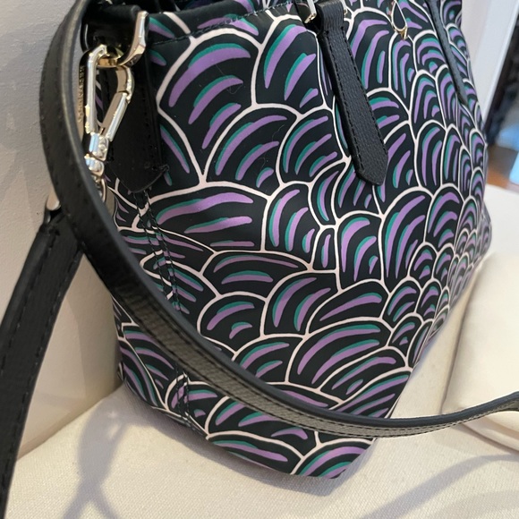 Rare Kate Spade Green & Purple on Black Satchel - Picture 4 of 12